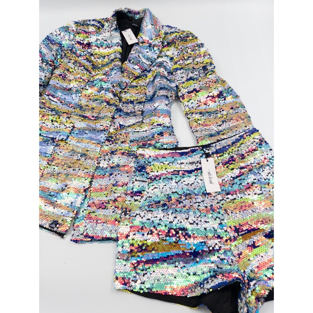 Nasty Gal Colorful Sequin Blazer and Shorts Set